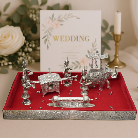 FIRST INVITE WEDDING CARD WITH  AMBABARI ELEPHANT, DOLI, LAGAN  PATRIKA & 4 DOLLS