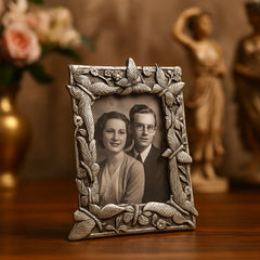 Photo frame with butterfly design carving