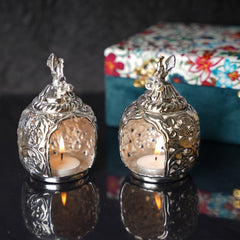 Peacock Tealight Candle Holder (Pair)