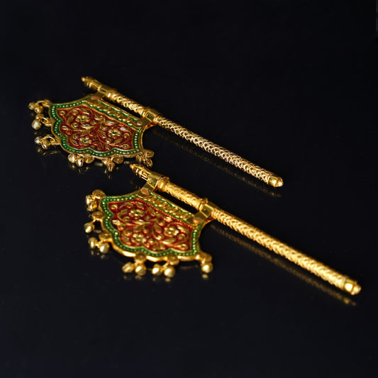 ONE GOLDEN MEENAKARI FAN DESIGN