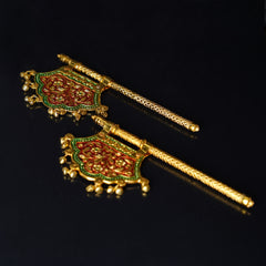 ONE GOLDEN MEENAKARI FAN DESIGN