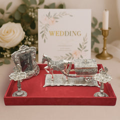 GROOM’S FIRST INVITE CARD (FROM GROOM’S FAMILY TO BRIDE’S FAMILY)
WITH HORSE CHARIOT, DIYA AND PHOTO FRAME WITH TRAY