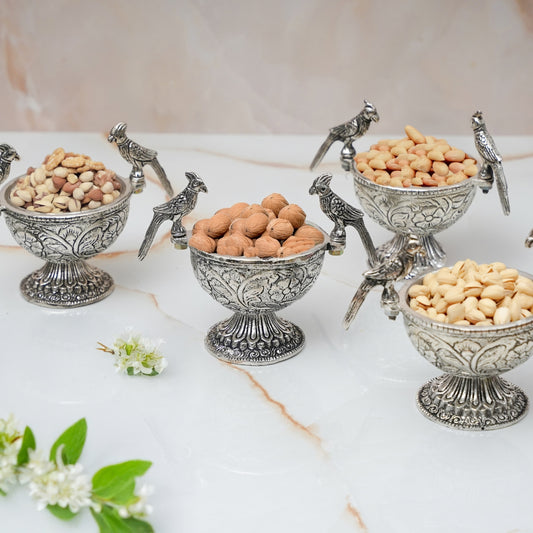 TRAY WITH FOUR PARROT BOWLS