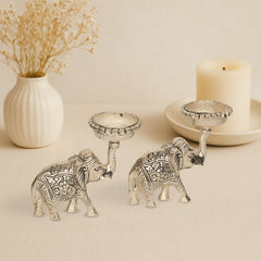 REGAL ELEPHANT CANDLE HOLDER PAIR