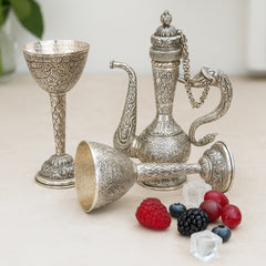 HERITAGE ENGRAVED SURAHI WITH WINE GOBLETS