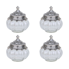 FOUR PUMPKIN SHAPED JAR WITH RECTANGULAR TRAY