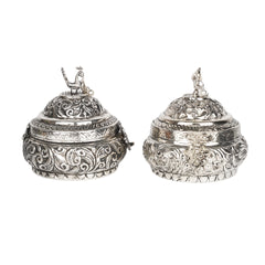 FINE CARVED PEACOCK ORNAMENTAL BOWL WITH LID (SINGLE PIECE)