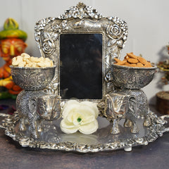 3 PIECE DÉCOR SET WITH PHOTO  FRAME , ELEPHANT BOWL AND TRAY