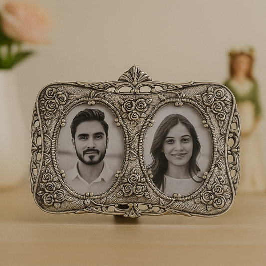 Photo frame with rose carving