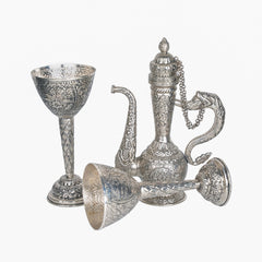 HERITAGE ENGRAVED SURAHI WITH WINE GOBLETS