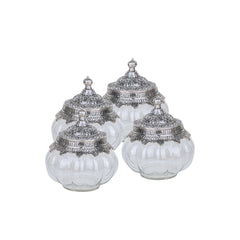 FOUR PUMPKIN SHAPED JAR WITH RECTANGULAR TRAY