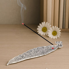 Leaf incense holder with elephant figurine