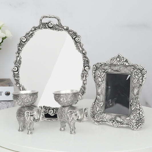 3 PIECE DÉCOR SET WITH PHOTO  FRAME , ELEPHANT BOWL AND TRAY
