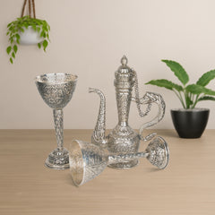 HERITAGE ENGRAVED SURAHI WITH WINE GOBLETS