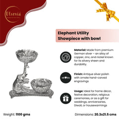 Elephant Utility Showpiece with bowl