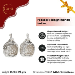 Peacock Tealight Candle Holder (Pair)