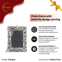 Photo frame with butterfly design carving