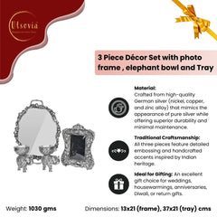 3 PIECE DÉCOR SET WITH PHOTO  FRAME , ELEPHANT BOWL AND TRAY