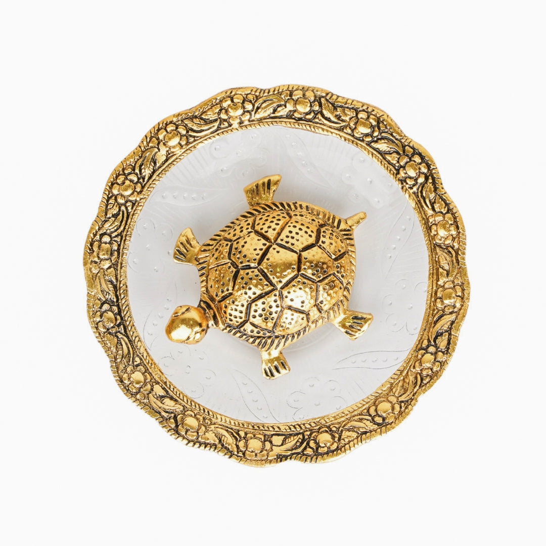 GOLDEN TORTOISE WITH PLATE