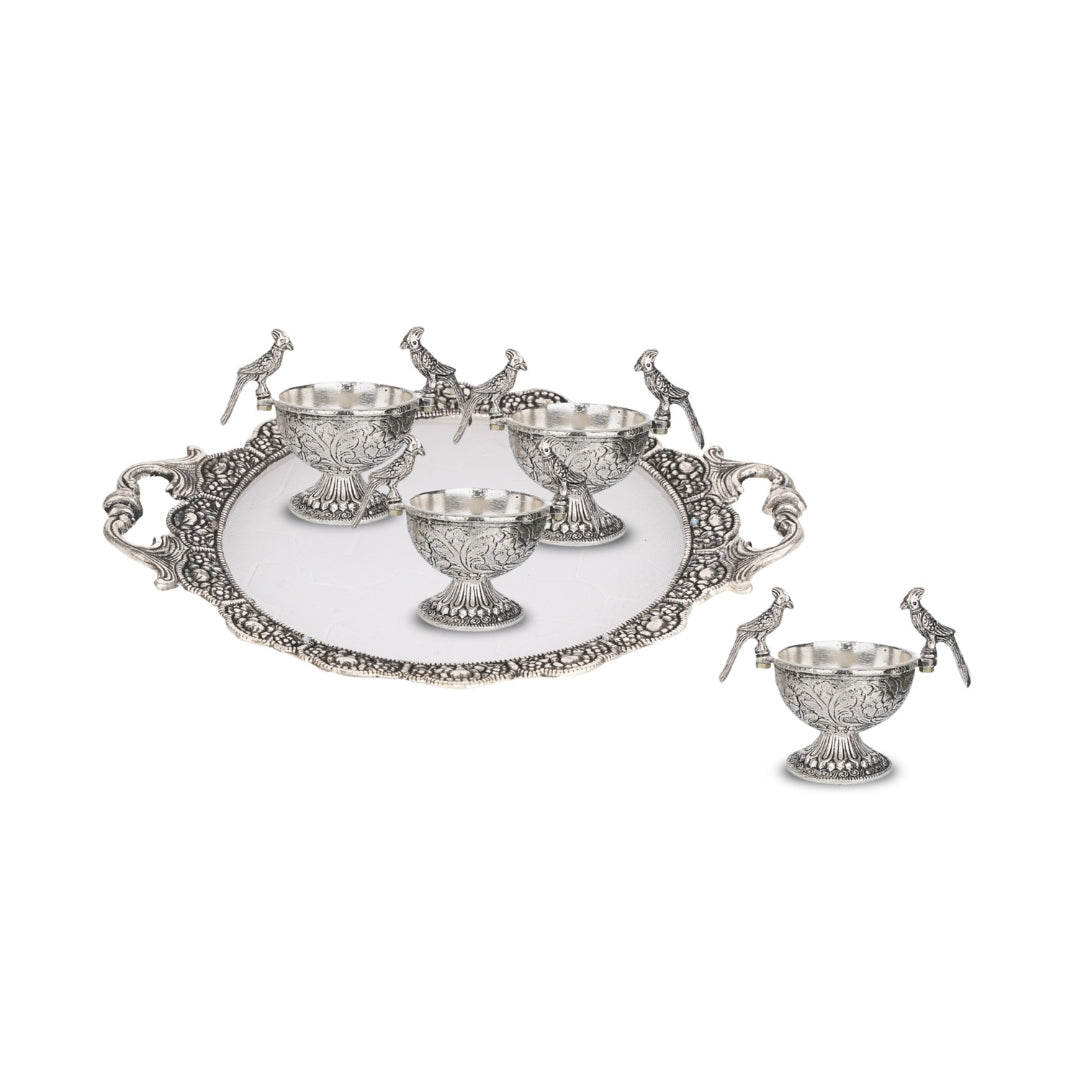 TRAY WITH FOUR PARROT BOWLS