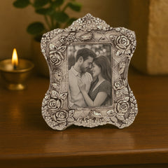 Rectangular photo frame with rose colour and carving