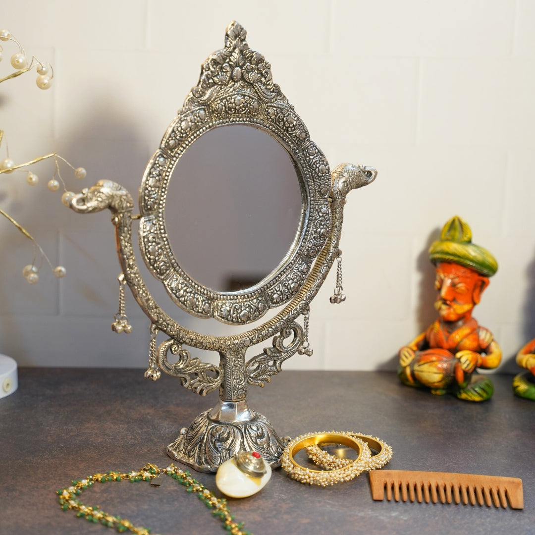 Carved Table mirror with stand