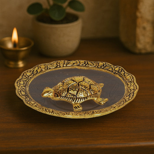 GOLDEN TORTOISE WITH PLATE