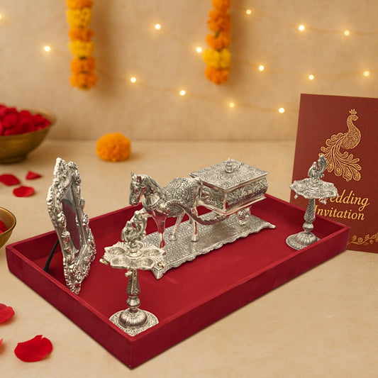 FIRST INVITE WEDDING CARD WITH  HORSE CHARIOT, DOLI AND FOUR  DOLLS