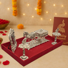 FIRST INVITE WEDDING CARD WITH  HORSE CHARIOT, DOLI AND FOUR  DOLLS
