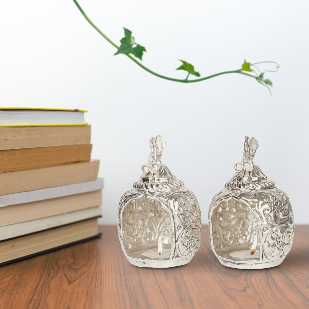 Peacock Tealight Candle Holder (Pair)