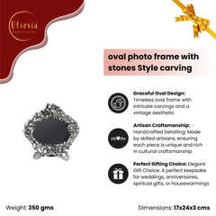 OVAL PHOTO FRAME WITH STONES STYLES CARVING