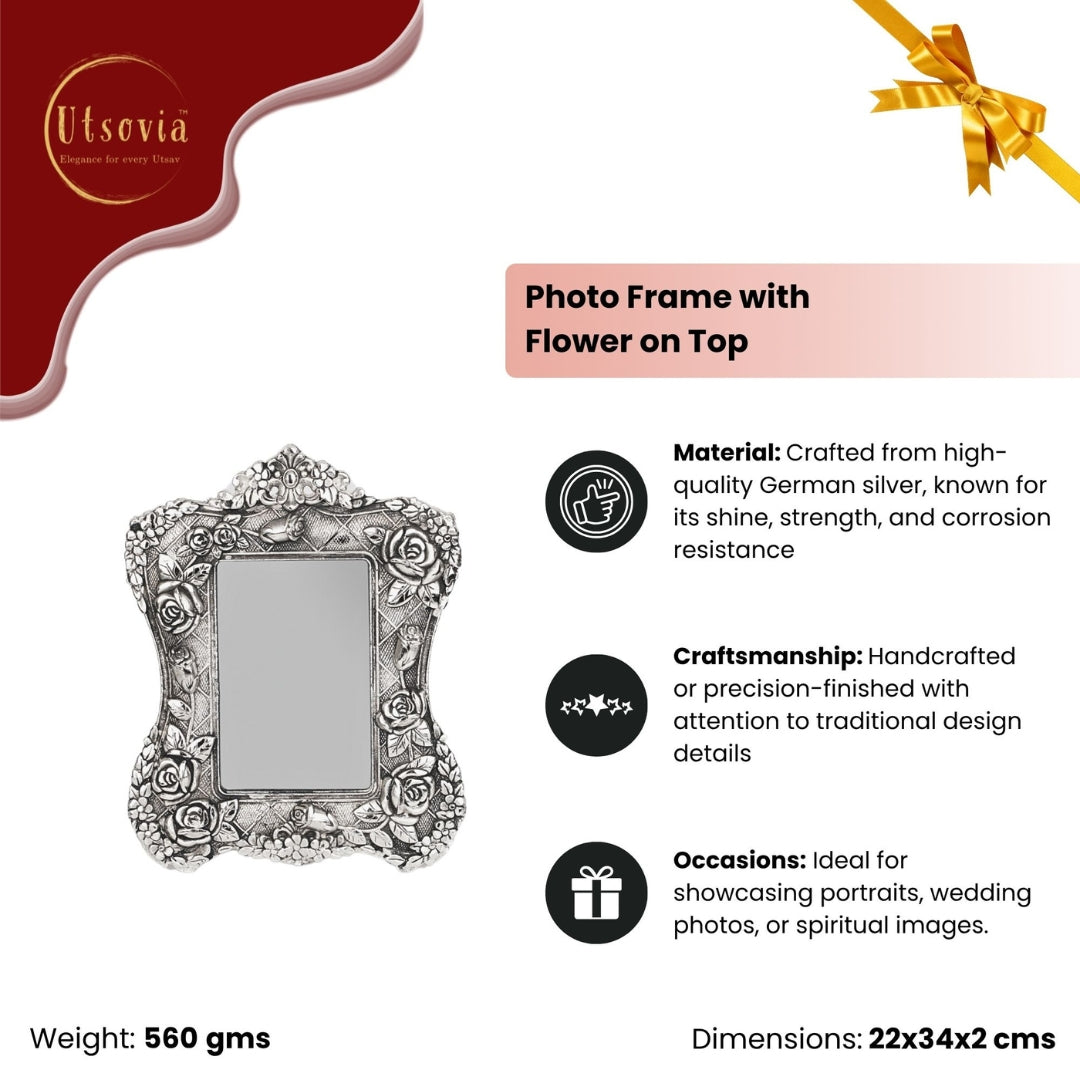 Rectangular photo frame with rose colour and carving