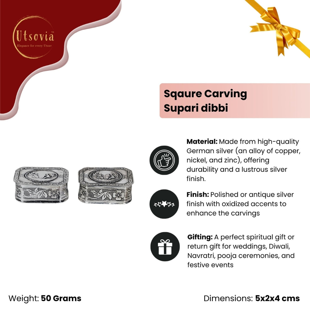 Sqaure Carving Supari dibbi (Single Piece)