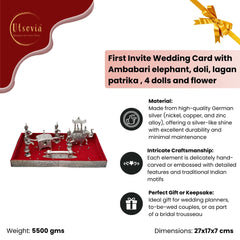 FIRST INVITE WEDDING CARD WITH  AMBABARI ELEPHANT, DOLI, LAGAN  PATRIKA & 4 DOLLS