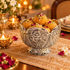 Nakshatra Silver Sweet Bowl Set with Tray