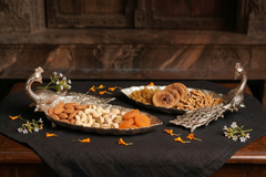 Royal Peacock Silver Dry Fruit Serving Platters (Set of 2)