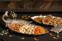 Royal Peacock Silver Dry Fruit Serving Platters (Set of 2)