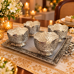 Nakshatra Silver Sweet Bowl Set with Tray