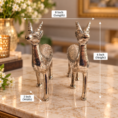 Mrig Silver Deer Set of 2 Showpieces
