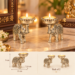 Gajraj Silver Tea Light Holder Pair