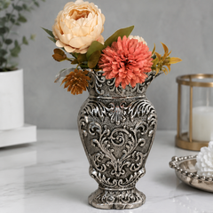 Gulbahar Vase | German Silver Ornate Flower Vase for Home Decor