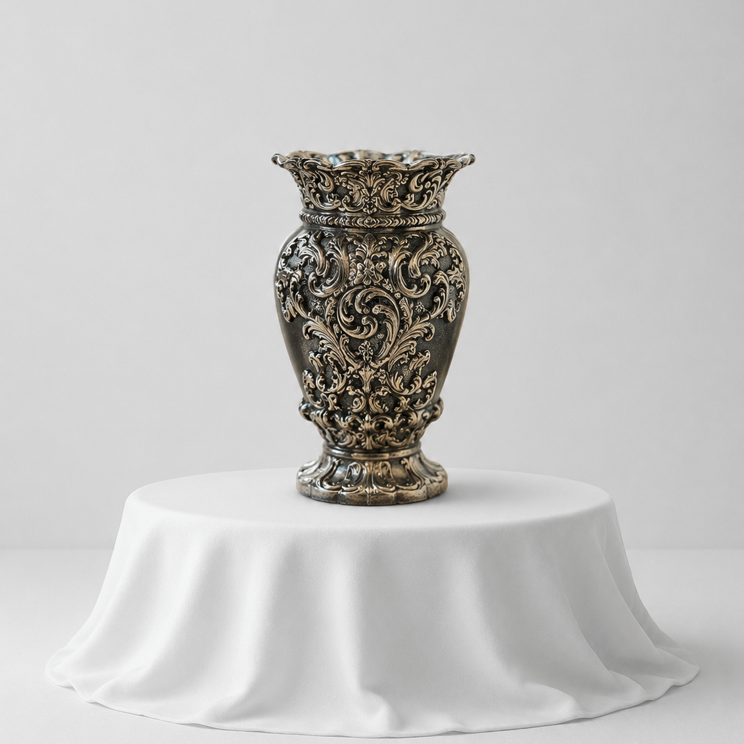 Gulbahar Vase | German Silver Ornate Flower Vase for Home Decor