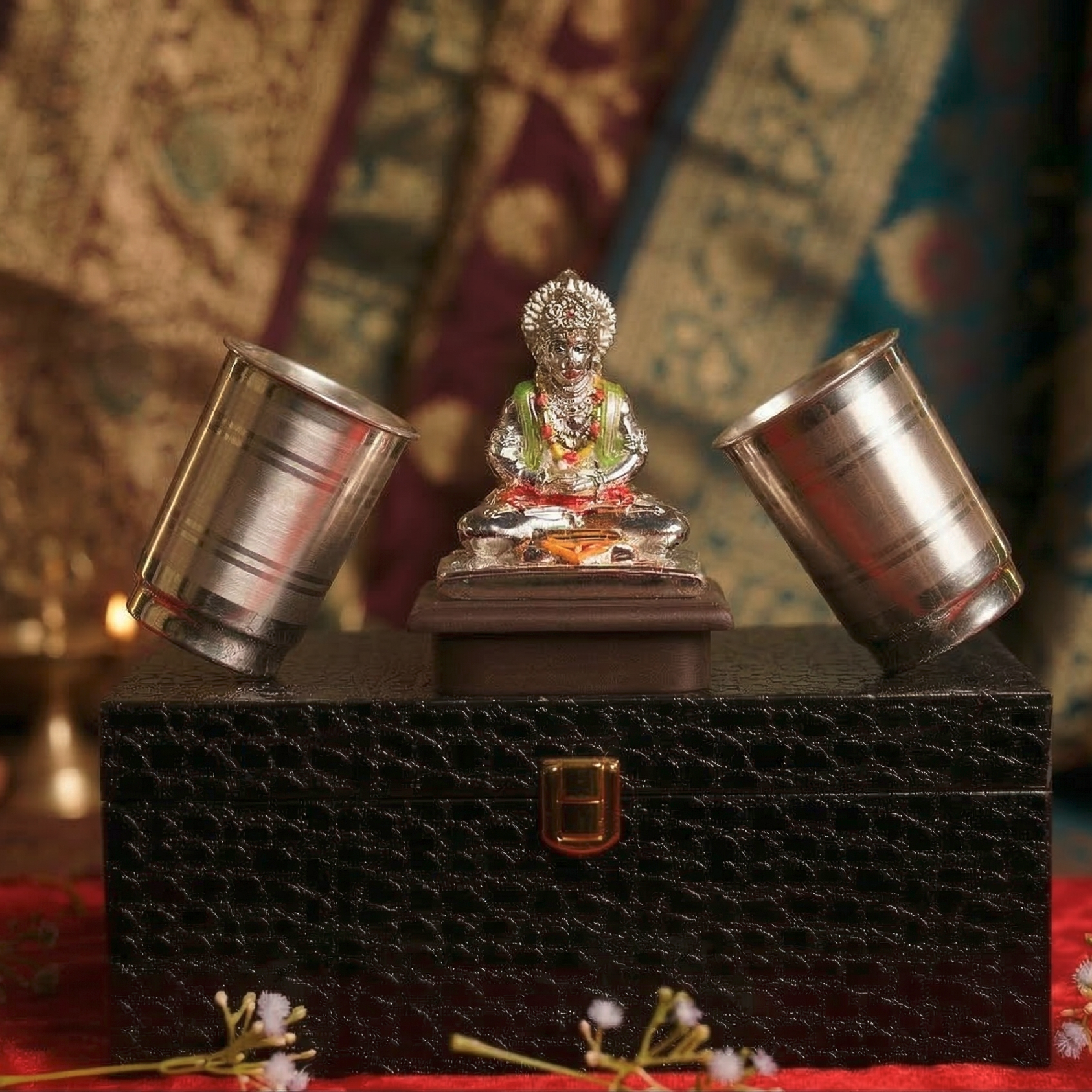 Hanuman Ji Silver Glass Set