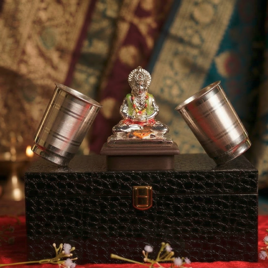 Hanuman Ji Silver Glass Set