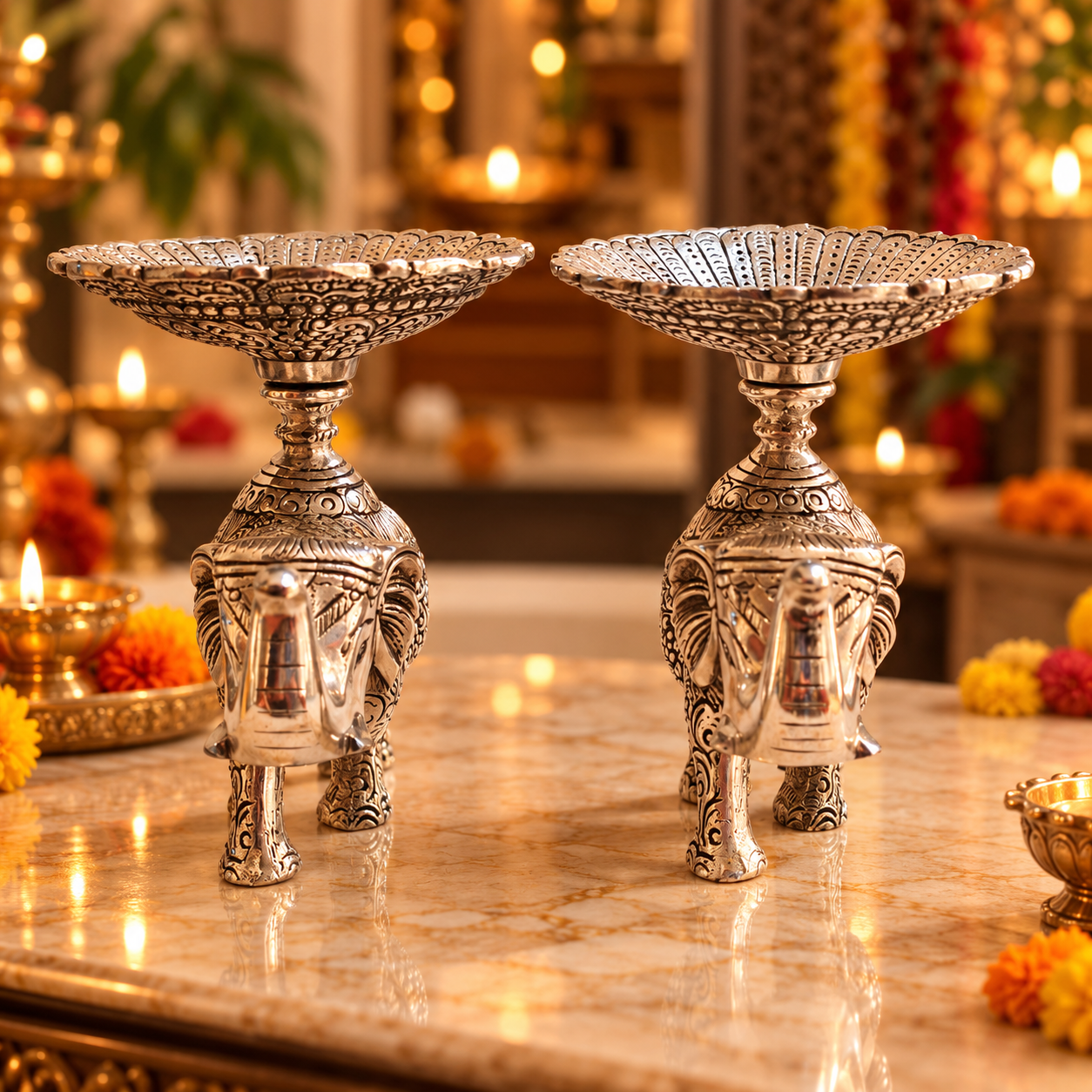 Hastikala Silver Bowl Set | Set of 2
