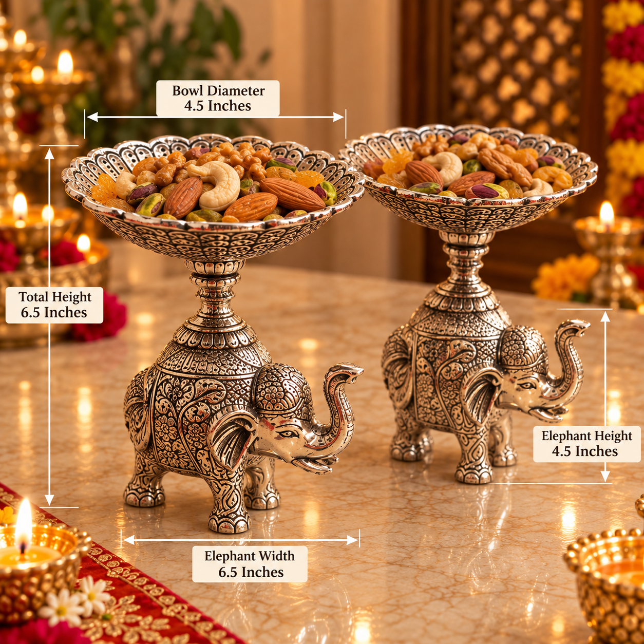 Hastikala Silver Bowl Set | Set of 2