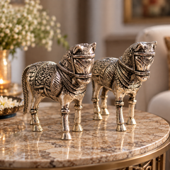 Ashwa Silver Horse Showpiece (Set of 2)