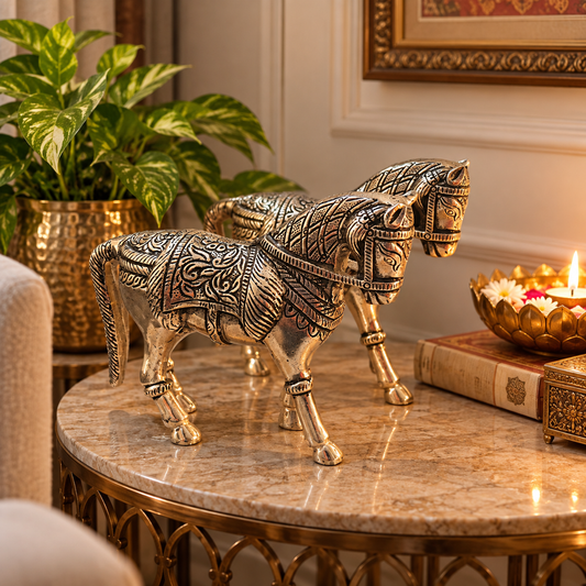 Ashwa Silver Horse Showpiece (Set of 2)