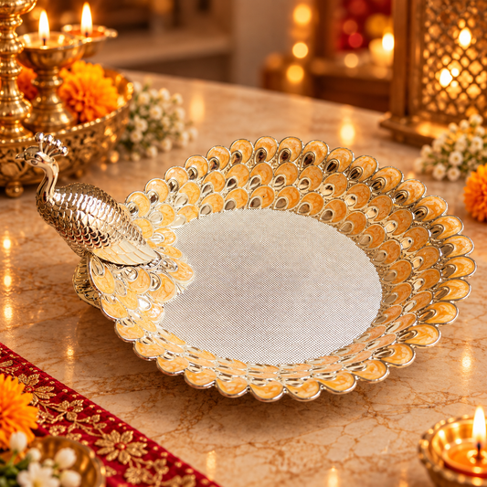 Peacock Silver Decorative Bowl