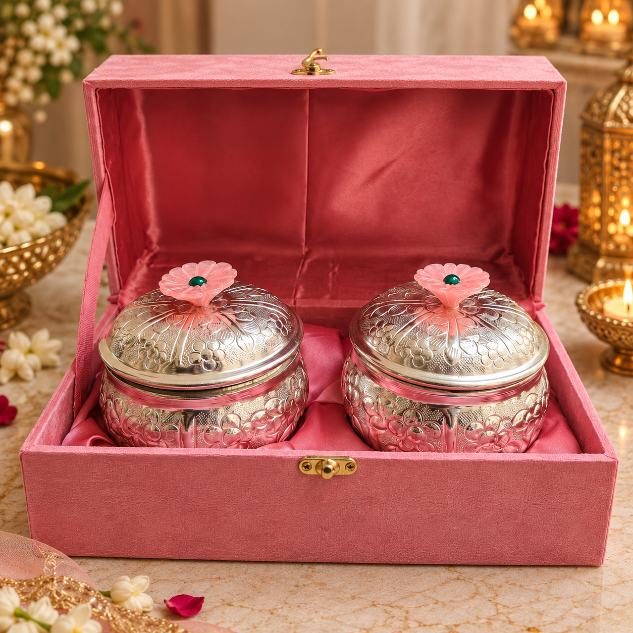 Pushp Silver Bowl Set of 2 with Gift Box